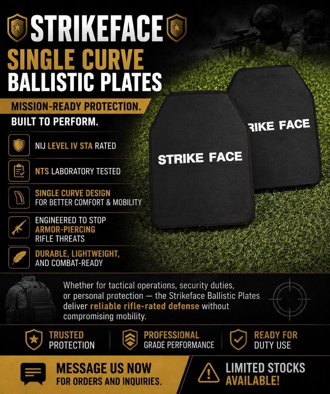 Bulletproof/ Ballistic Plates NIJ IV Stand Alone